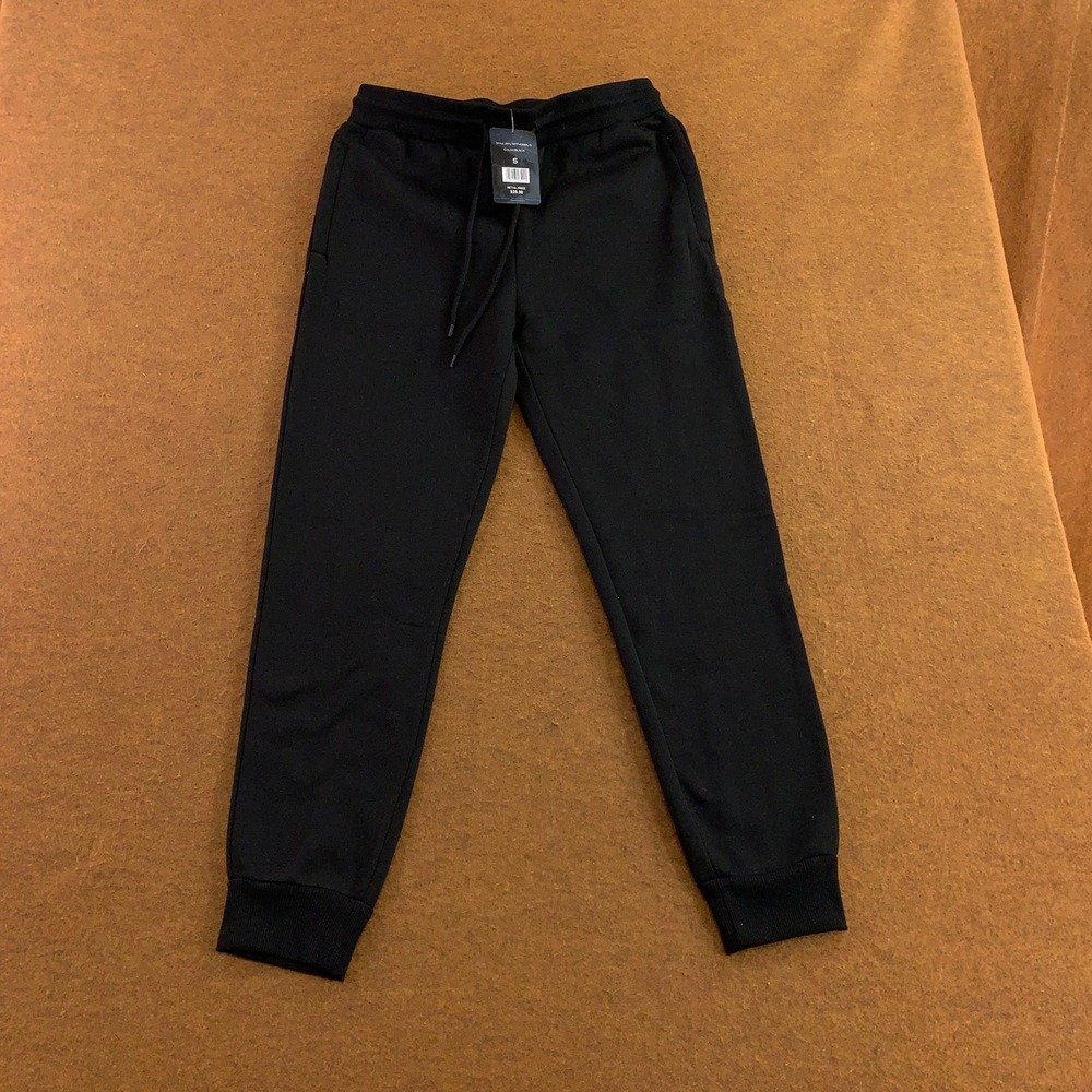 Blue Ice Mens Small Black Fleece Tapered Jogger Sweatpants NWT